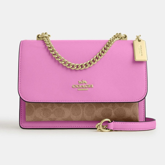 Coach Klare Crossbody Bag In Signature Canvas Color: Im/Tan/Fuschia - Picture 1 of 13